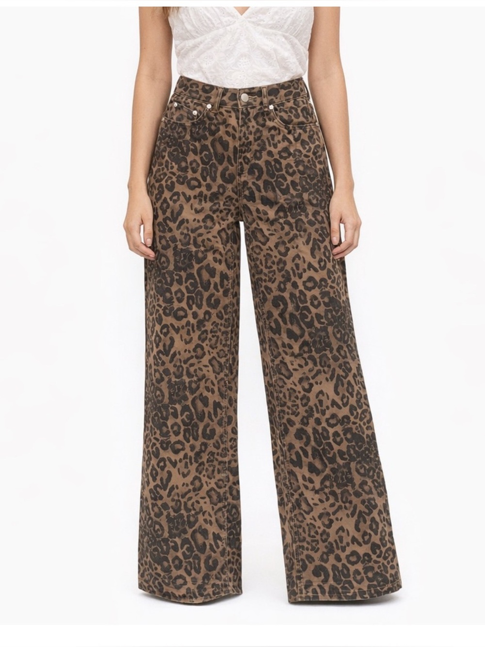 Aelfric Eden Leopard Print wide leg size 24 Jeans - Brown & Black
